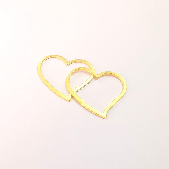 2 Heart Charms Gold Plated Charms  (38mm)  G24022