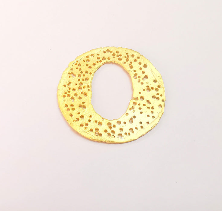 Holes filigree connector charms Gold plated brass charms (45mm)  G24024