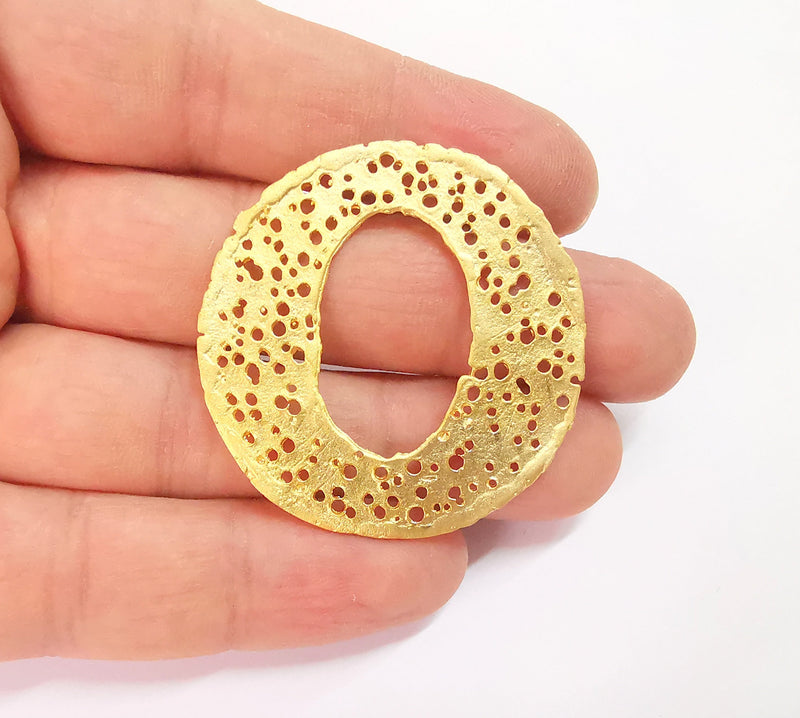 Holes filigree connector charms Gold plated brass charms (45mm)  G24024