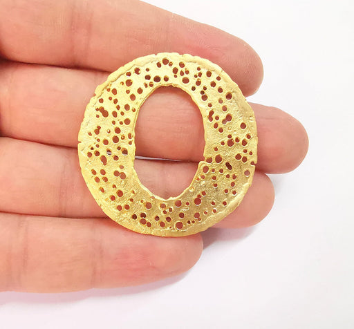 Holes filigree connector charms Gold plated brass charms (45mm)  G24024