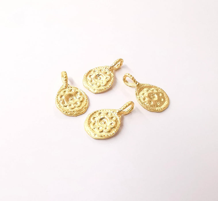 4 Gold plated flower charms Gold plated brass charms (21x12mm)  G24031