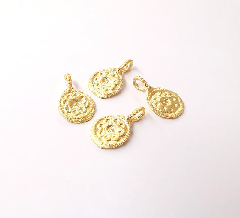 4 Gold plated flower charms Gold plated brass charms (21x12mm)  G24031