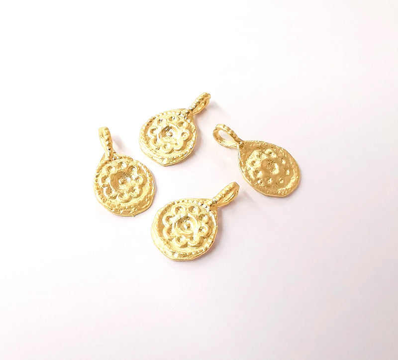 4 Gold plated flower charms Gold plated brass charms (21x12mm)  G24031