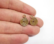 10 Spiral charms (Double Sided) Antique bronze plated charms (17x13mm) G24041