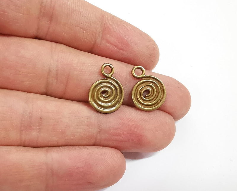 10 Spiral charms (Double Sided) Antique bronze plated charms (17x13mm) G24041