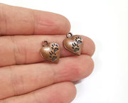 10 Heart pawprint charms Antique copper plated charms (17x13mm) G24043
