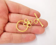 Flower toggle clasp 1 sets Gold plated brass findings 31x12mm - 33x22mm G24050
