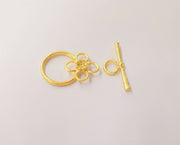 Flower toggle clasp 1 sets Gold plated brass findings 31x12mm - 33x22mm G24050