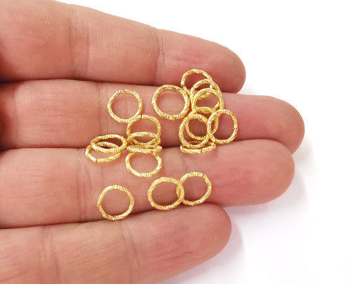 20 Textured circle jumpring findings connector Gold circle findings (9x1mm) G24052