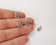 10 Flower charms Antique silver plated brass charms (18x10mm)  G24061