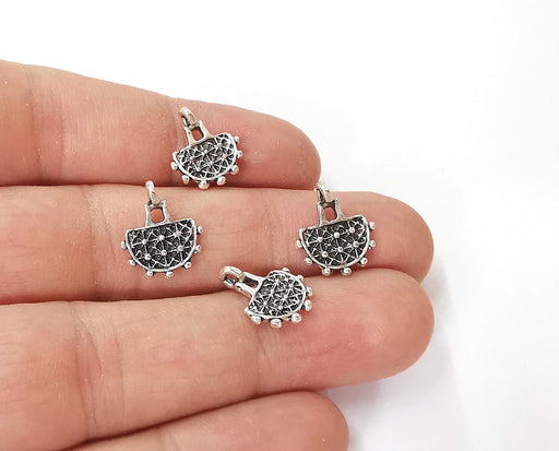 10 Ethnic hittite charms Antique silver plated brass charms (15x13mm)  G24063