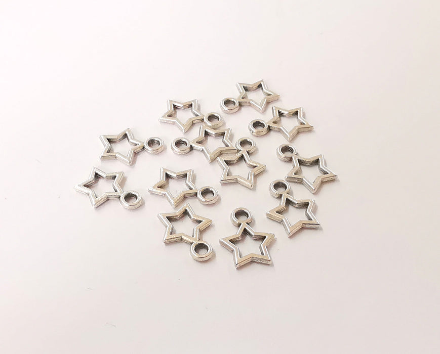 20 Stars charms Antique silver plated charms (12x9mm)  G24065