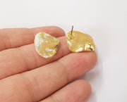 Wavy streaked gold earring base wire with hoop Shiny gold plated brass findings 1 Pairs (22x17mm) G24069