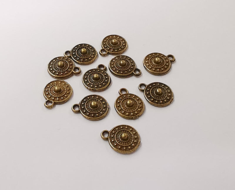 20 Round charms Antique bronze plated charms (11x9mm) G24073