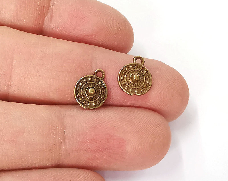 20 Round charms Antique bronze plated charms (11x9mm) G24073
