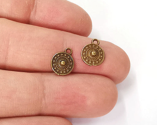 20 Round charms Antique bronze plated charms (11x9mm) G24073