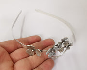Flowers crown Headband base blanks Circlet settings Antique silver plated brass Adjustable (7mm Bezel Size)  G24076