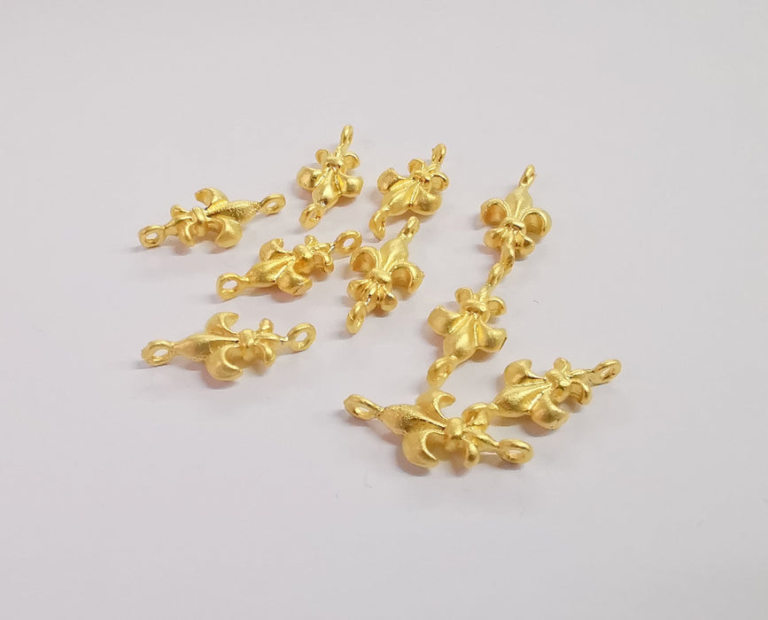 4 Lily shape connector charms Gold plated charms (19x9mm)  G24090