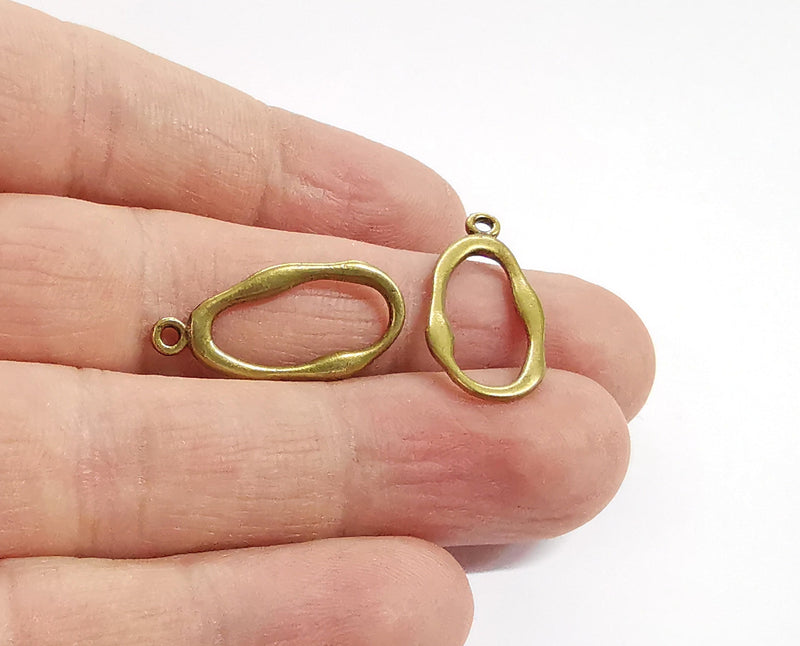 10 Oval charms Antique bronze plated charms (26x12mm)  G24091