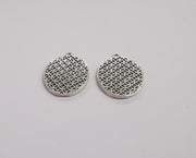2 Oval charms with authentic motifs Antique silver plated brass charms (26x20mm)  G24092
