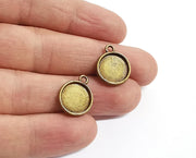 10 Round charms blank (Double sided blank) Resin bezel Mosaic mountings Antique bronze plated charms (18x15mm)( 12 mm inner size)  G24094