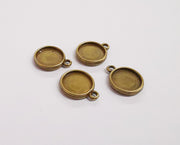 10 Round charms blank (Double sided blank) Resin bezel Mosaic mountings Antique bronze plated charms (18x15mm)( 12 mm inner size)  G24094
