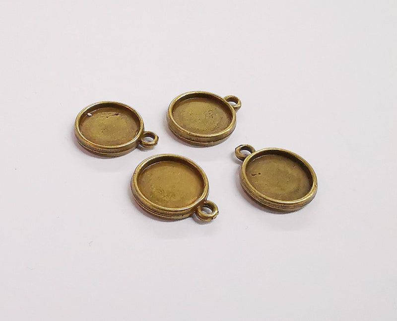 10 Round charms blank (Double sided blank) Resin bezel Mosaic mountings Antique bronze plated charms (18x15mm)( 12 mm inner size)  G24094