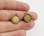 10 Round charms blank (Double sided blank) Resin bezel Mosaic mountings Antique bronze plated charms (18x15mm)( 12 mm inner size)  G24094