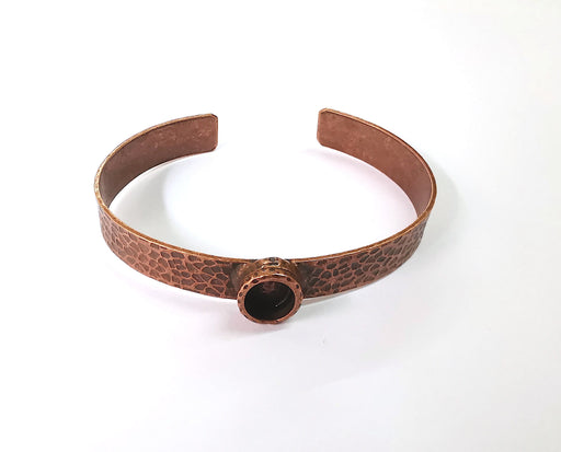 Bracelet blank resin Cuff dry flower inlay blank Cuff bezel Glass cabochon base Hammered adjustable antique copper (10x8mm ) G24097
