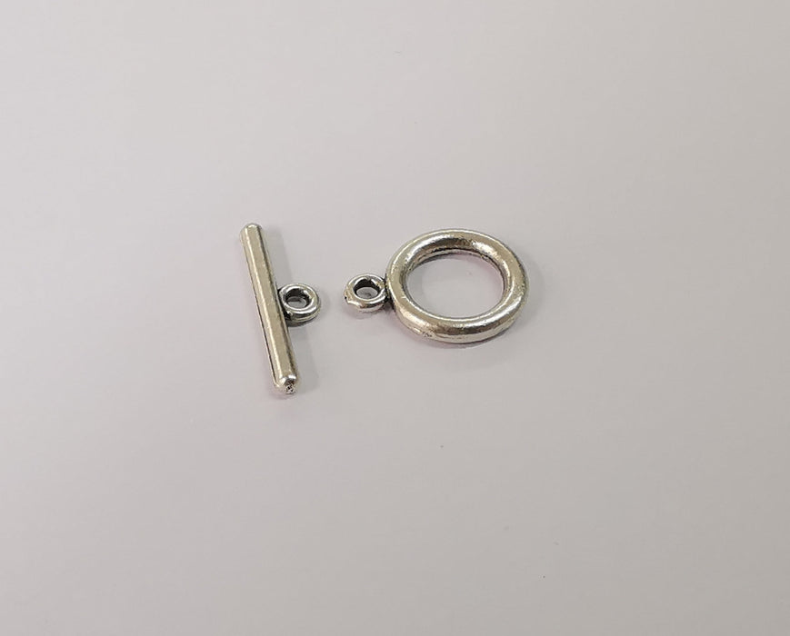 Silver toggle clasps 10 sets Antique silver plated Toggle clasp findings 15x12mm+18x5mm  G24098