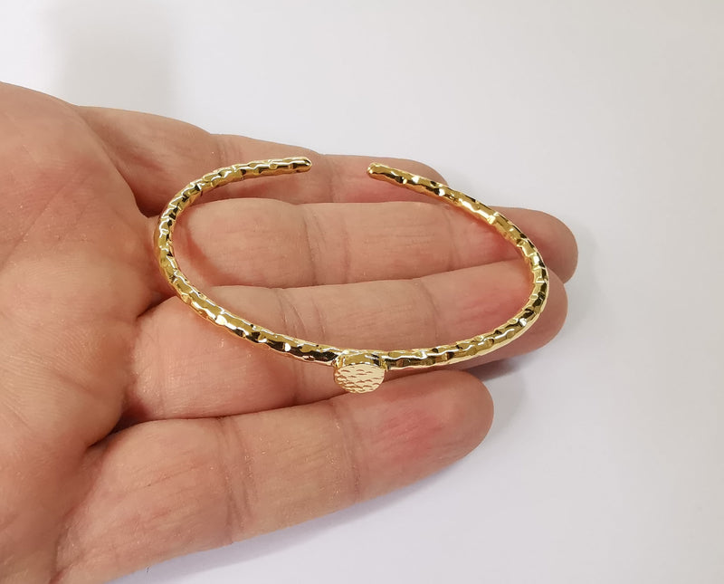 Gold hammered bracelet blanks Cuff blanks Adjustable bracelet blank Gold plated bracelet (8 mm Blanks ) G24099