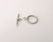 Twisted silver toggle clasps 5 sets Antique silver plated Toggle clasp findings 22x17mm+25x8mm  G24101