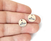 10 Mountain charms Round charms Antique silver plated charms (12mm)  G23906