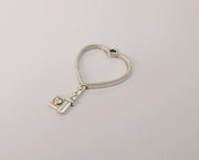 4 Heart Key charms Antique silver plated charms (41x25mm)  G24103