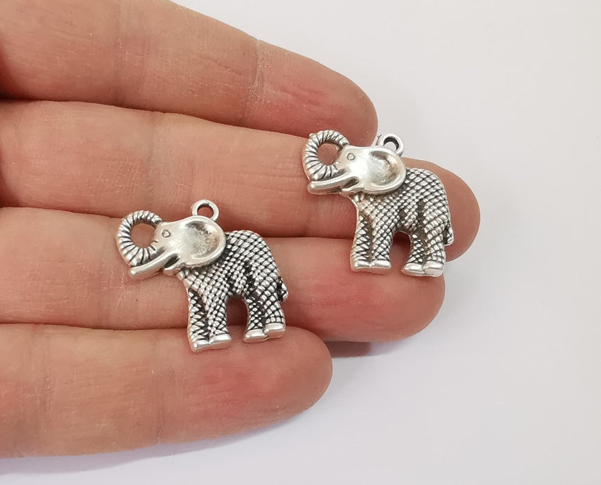 4 Elephant charms Antique silver plated charms (27x24mm)  G24105