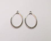 2 Drop charms connector (Double Sided) Antique silver plated charms (42x25mm)  G24115