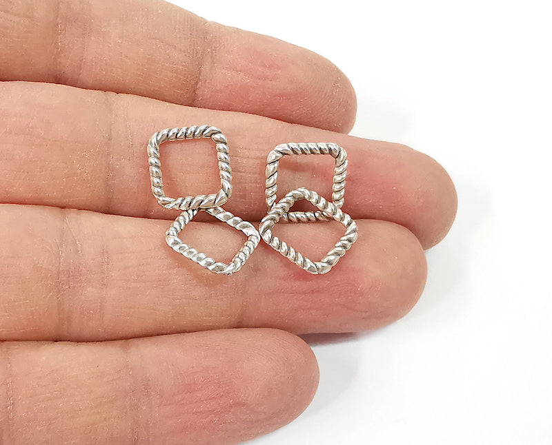 20 Twisted square findings connector Antique silver plated findings (12mm) G24128