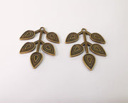 2 Leaf branch charms Antique bronze plated charms (38x30mm)  G24137