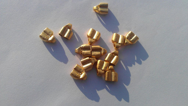2 Gold Cord Ends Findings , Gold Plated Brass G4