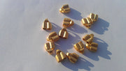 4 Gold Cord Ends Findings , Gold Plated Brass 4 Pcs  G4