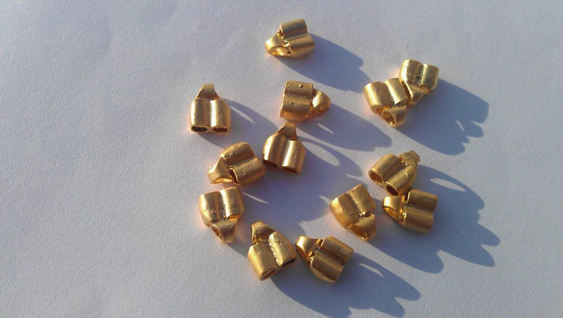 4 Gold Cord Ends Findings , Gold Plated Brass 4 Pcs  G4