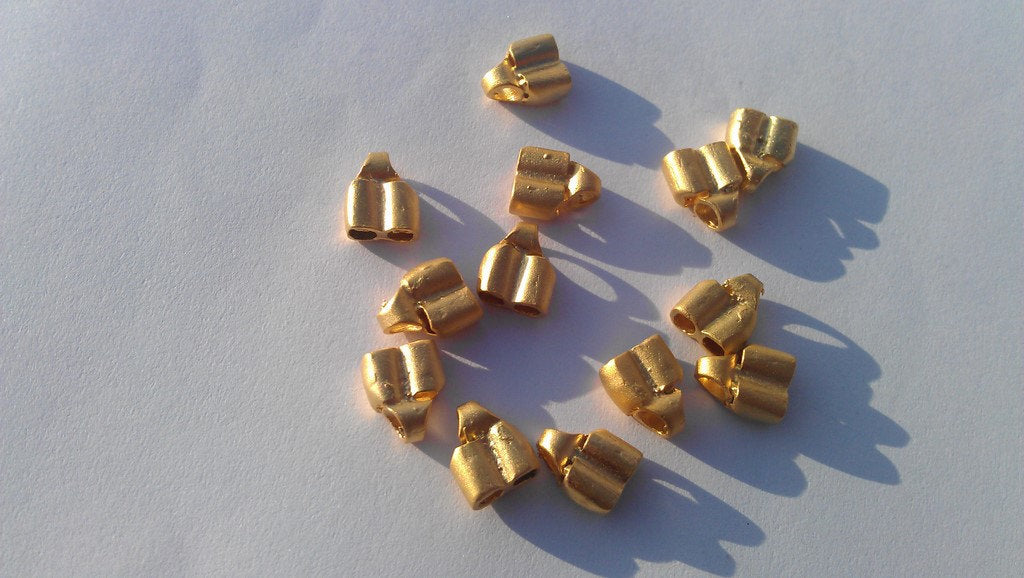2 Gold Cord Ends Findings , Gold Plated Brass G4