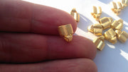 2 Gold Cord Ends Findings , Gold Plated Brass G4