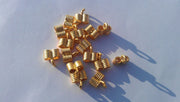 4 Cone Cord Ends Findings , Gold Plated Brass 4 Pcs  G7