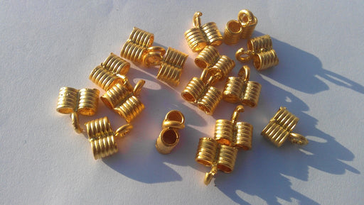 4 Cone Cord Ends Findings , Gold Plated Brass 4 Pcs  G7