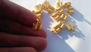 4 Cone Cord Ends Findings , Gold Plated Brass 4 Pcs  G7