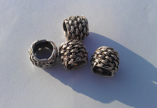 2 Wicker Mesh Tube Antique Silver Plated Brass  G15366
