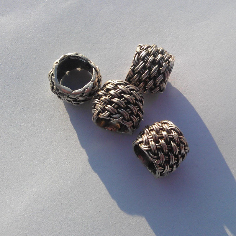 2 Wicker Mesh Tube Antique Silver Plated Brass  G15366
