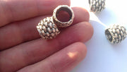 2 Wicker Mesh Tube Antique Silver Plated Brass  G15366
