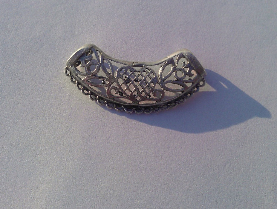 2 Antique Silver Plated Brass   Findings  G19